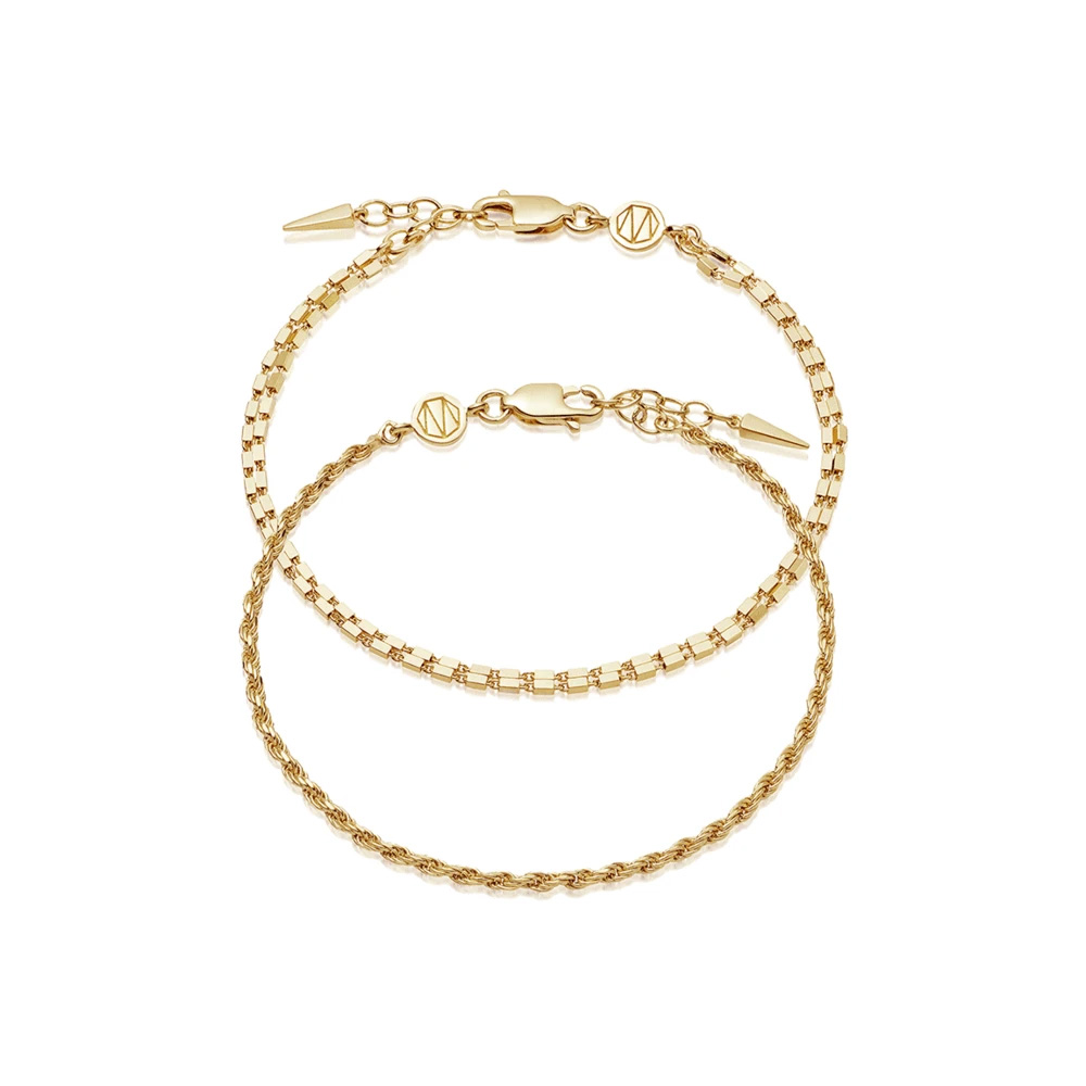 Großhandel OEM Doppelkettenarmband OEM/ODM Schmuck 18 Karat Gold Vermeil auf Sterling Silber Fabrik