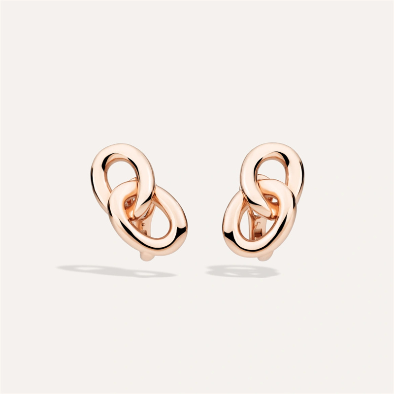 Boucles d'oreilles OEM Jewelry Factory, clous catène en or rose 18 carats