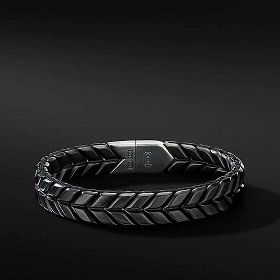 Pulseira masculina OEM por atacado em titânio preto com prata esterlina para fazer joias OEM / ODM personalizadas projetadas