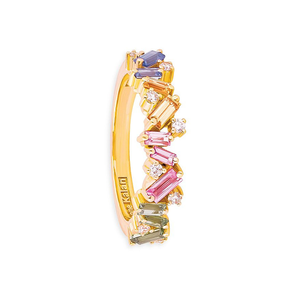 OEM ODM 18K Yellow Gold Fireworks Pastel Rainbow Cubiz zirconia Statement Ring, Get yours at factory price now wholesaler