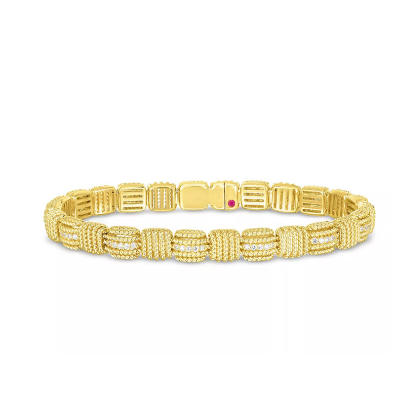 Bracciale rigido OEM ODM in oro giallo 18 carati Vermeil Opera CZ per designer di gioielli