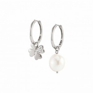 Boucles d'oreilles OEM ODM en or blanc vermeil argent CZ avec perle pour fournisseur de bijoux personnalisés en Bolivie