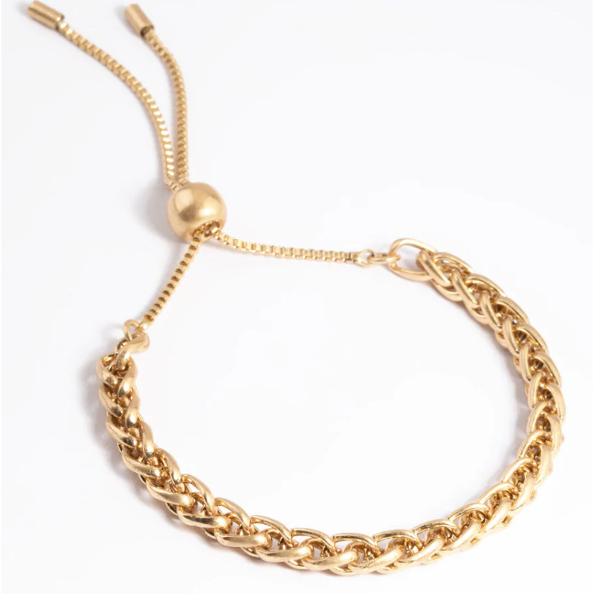 Bracciale a levetta con catena tonda tonda in oro indossato ODM OEM Produzione di gioielli placcati in oro con design personalizzato