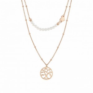 OEM ODM jeweler custom 925 silver rose gold filled Melodie necklace tree of life and pearls wholesale