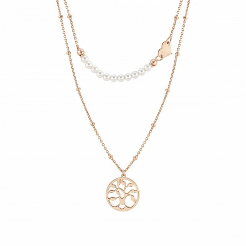 OEM ODM bijutier personalizat 925 argint roz umplut cu aur Melodie colier arborele vieții și perle en-gros