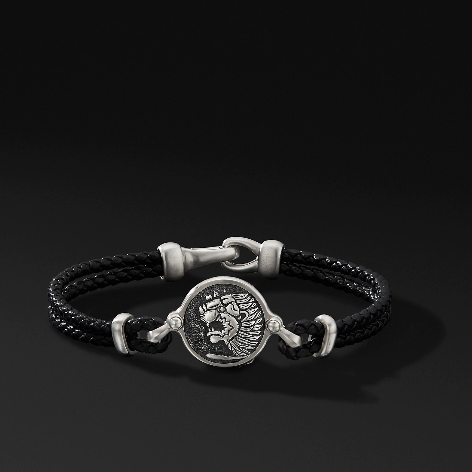 Bracelet pour hommes OEM ODM en gros sur bijoux OEM/ODM en argent sterling, cuir noir, conception personnalisée de votre usine de bijoux