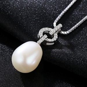 Socio de producción excelente del collar de plata CZ de perlas OEM ODM