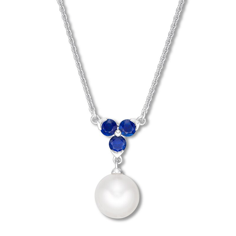 Wholesale OEM/ODM Jewelry OEM Pearl & Natural Sapphire Necklace 14K White Gold design your own jewelry