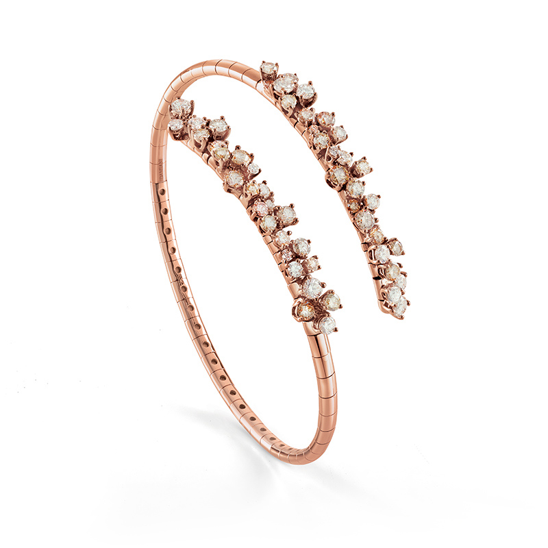 Grosir OEM Emas merah muda, zirkonia putih OEM/ODM Gelang perhiasan merancang perhiasan Anda sendiri