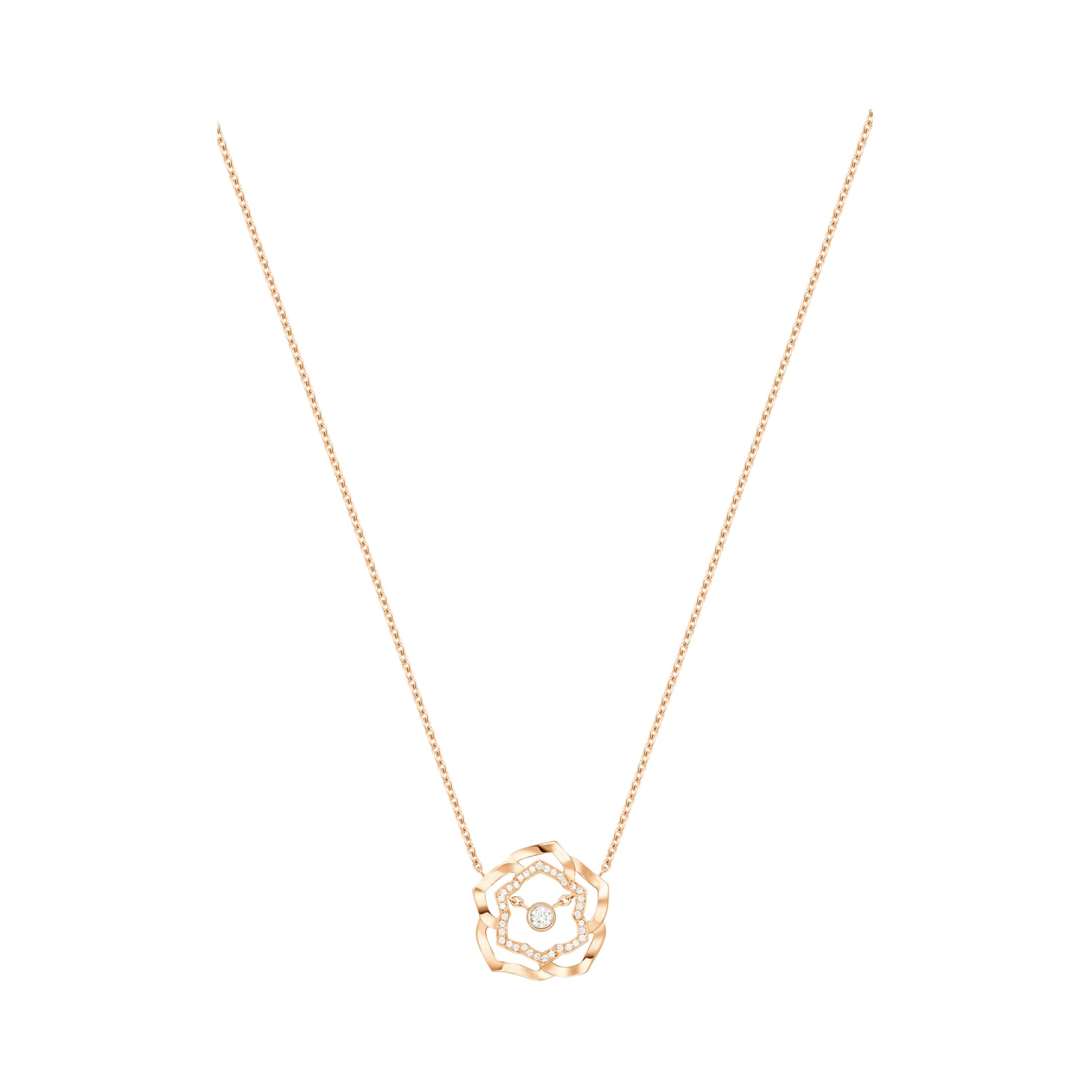 Colgante al por mayor del OEM Rose de la joyería de OEM/ODM en el sistema del oro color de rosa 18K por encargo con su diseño
