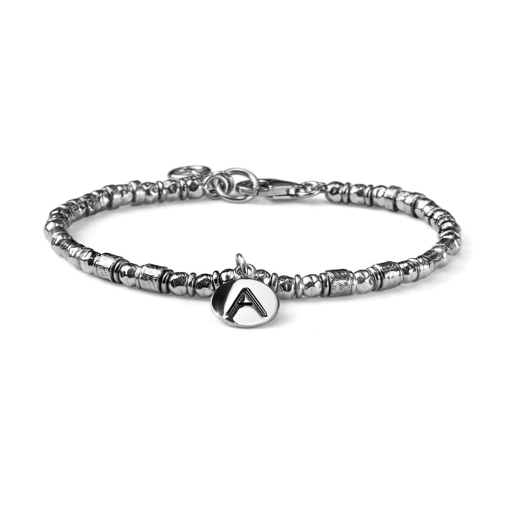 Bracelet OEM personnalisé en gros, bracelet de conception de bijoux OEM/ODM pour homme avec lettres en argent 925, vente en gros