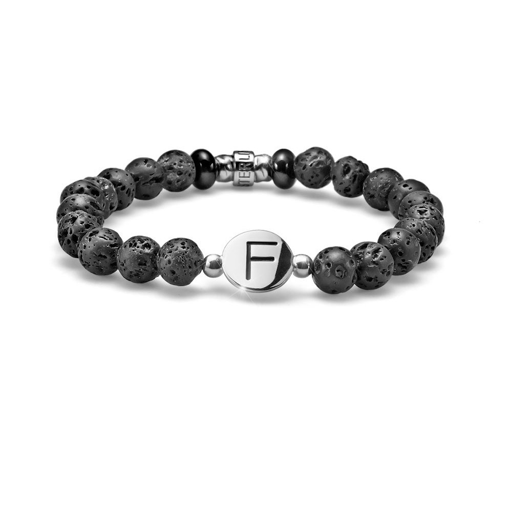 Venta al por mayor OEM/ODM joyería OEM pulsera palabra hombre plata y perlas de lava hacen joyas diseñadas para requisitos particulares