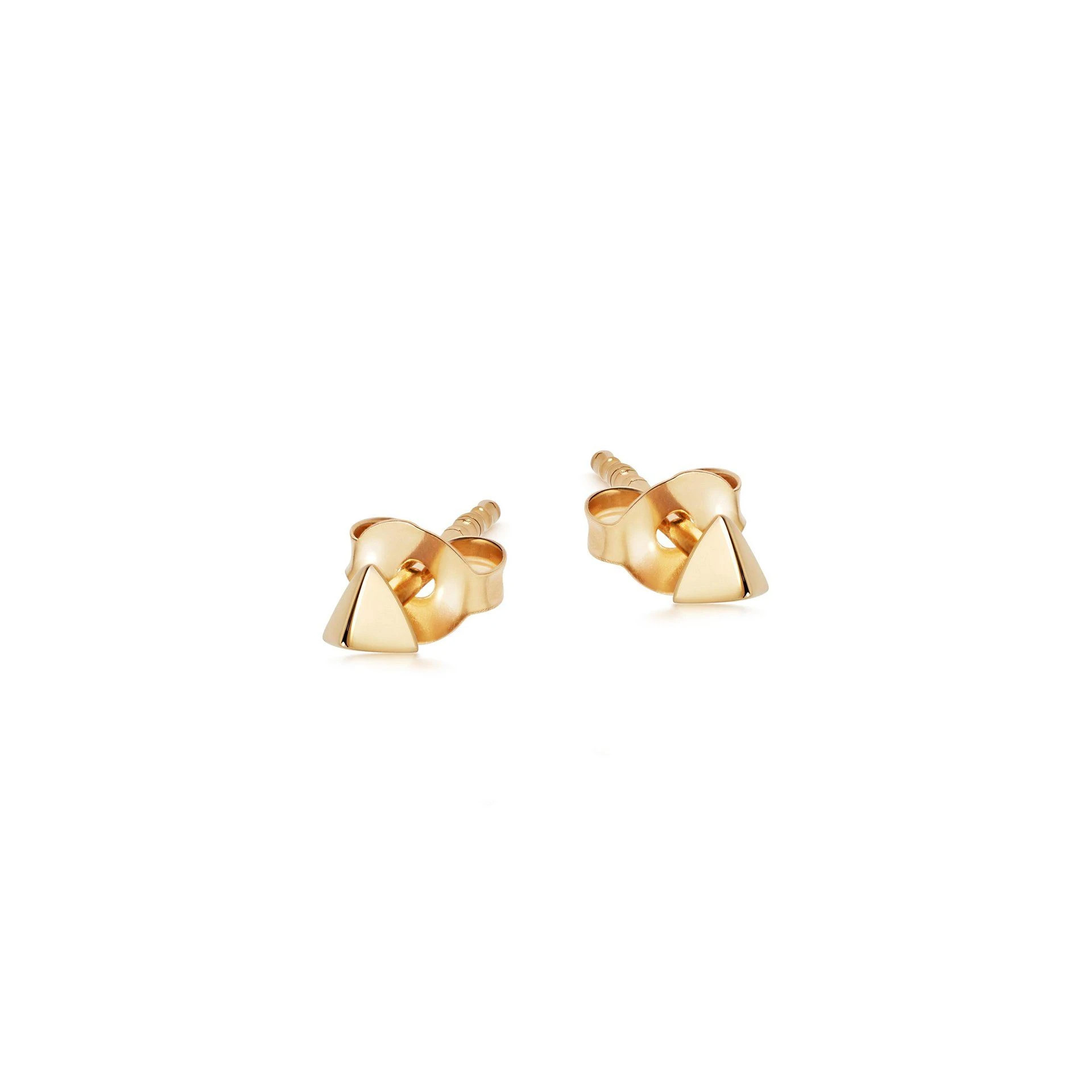 Wholesale OEM/ODM Jewelry OEM design pyramid-shaped earrings studs in 18ct gold vermeil on sterling silver