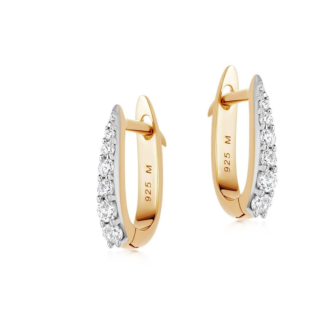 Wholesale OEM earrings crafted in 18ct gold OEM/ODM Jewelry vermeil on silver with cubic zirconia stones factory