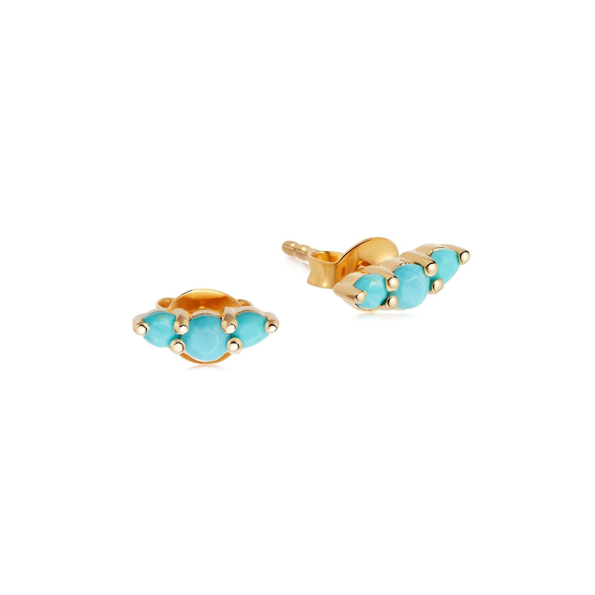Wholesale OEM earrings studs set OEM/ODM Jewelry in 18ct gold vermeil on silver with turquoise magnesite stones