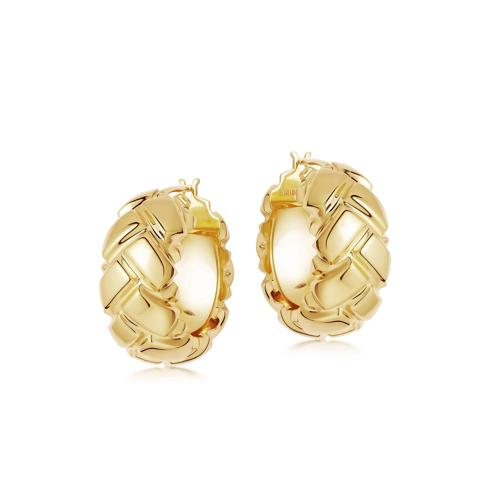 Boucles d'oreilles créoles OEM, vente en gros, avec bijoux OEM/ODM, plaqué or 18 carats sur laiton, offre un design personnalisé