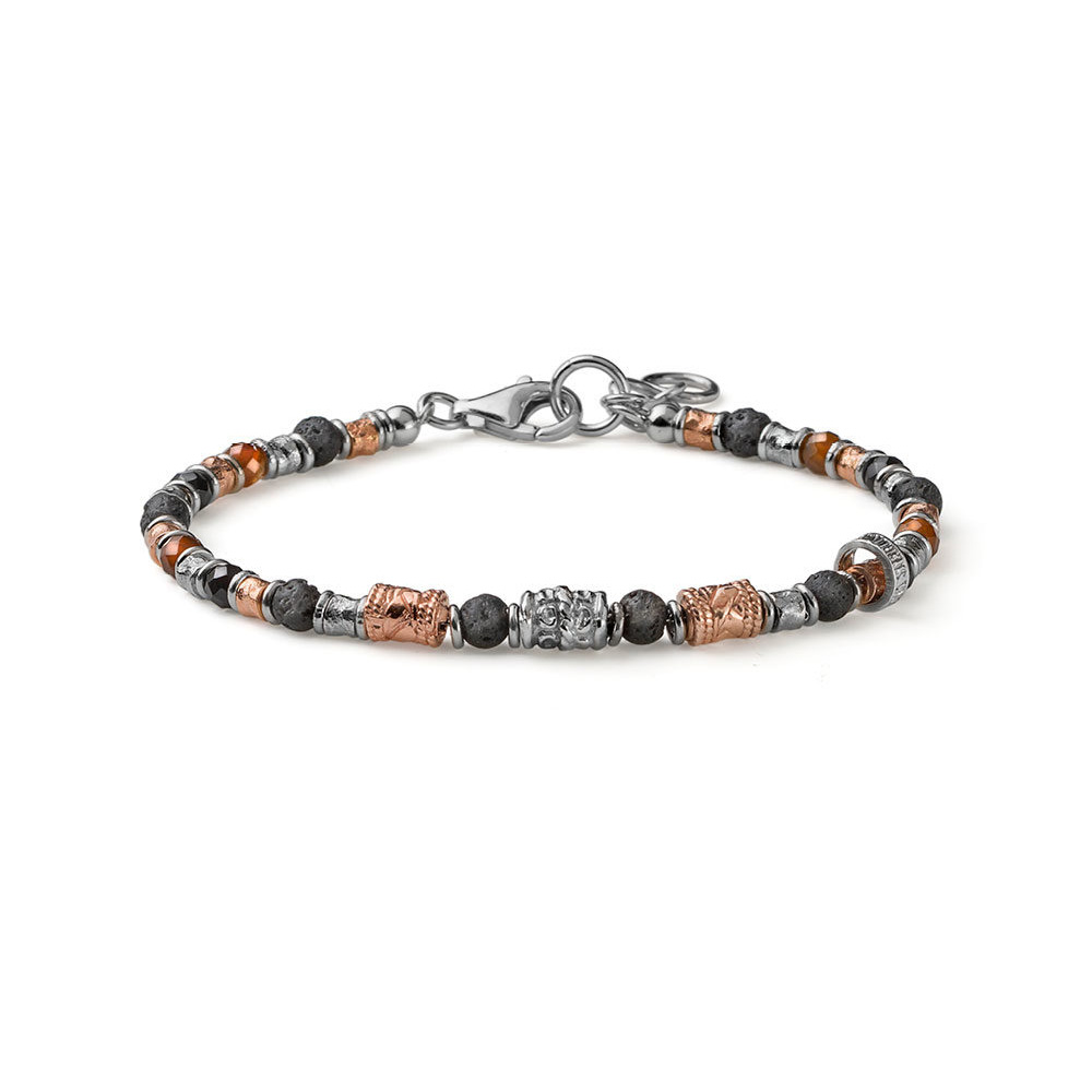 Pulsera de hombre de joyería OEM al por mayor en rosa plateada y piedras mixtas, pulsera de diseño personalizado, joyería OEM/ODM de fábrica