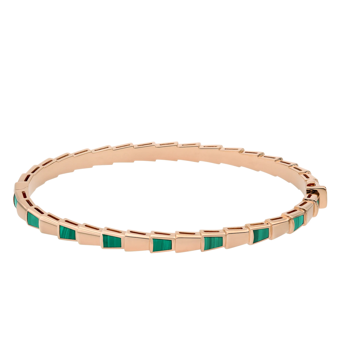 Wholesale OEM/ODM Jewelry OEM made design 18K rose gold thin bangle bracelet set with malachite elements custom jewelry manufacturers china