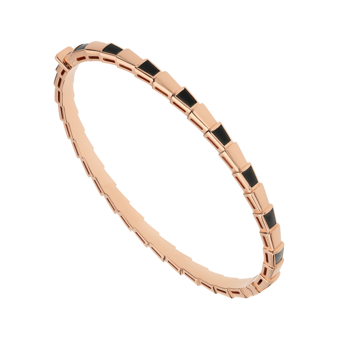 Wholesale OEM made OEM/ODM Jewelry design 18K rose gold thin bangle bracelet set with onyx elements custom jewelry manufacturers china