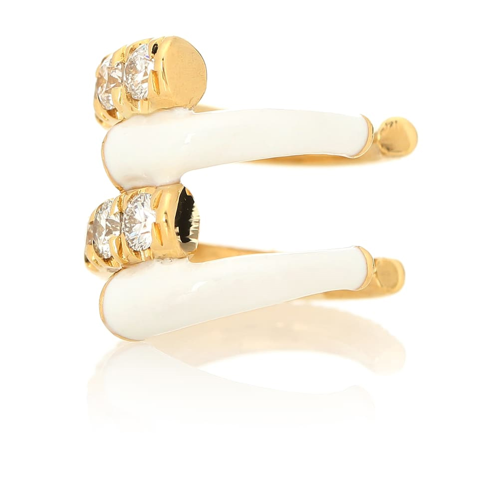 Wholesale OEM ring 18-karat OEM/ODM Jewelry yellow gold and white enamel custom design jewelry factory