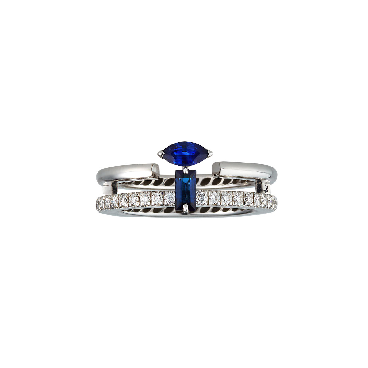 Grossist OEM-ring anpassad 18k vitguld Diamant OEM/ODM Smycken Pave & Sapphire Ring i 20 år