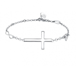 Bracciale croce religiosa all'ingrosso personalizzato Bracciale “In buona fede” Bracciale in argento sterling 925 Christian Infinity Classici gioielli natalizi per le donne