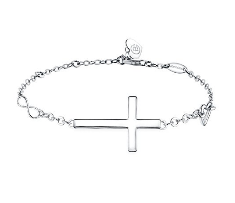 Personalizado atacado pulseira de cruz religiosa “em boa fé” pulseira 925 prata esterlina cristão infinito clássico jóias de natal para mulher