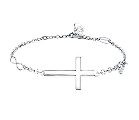 Bracelet Croise Reiligiúin mórdhíola saincheaptha “De mheon macánta” Bracelet 925 Sterling Silver Seodra Nollag Clasaiceach do Mhná Christian Infinity