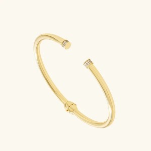 JINGYING : Custom Made Silver Jewelry Pave Tip Cuff Bracelet in Gold