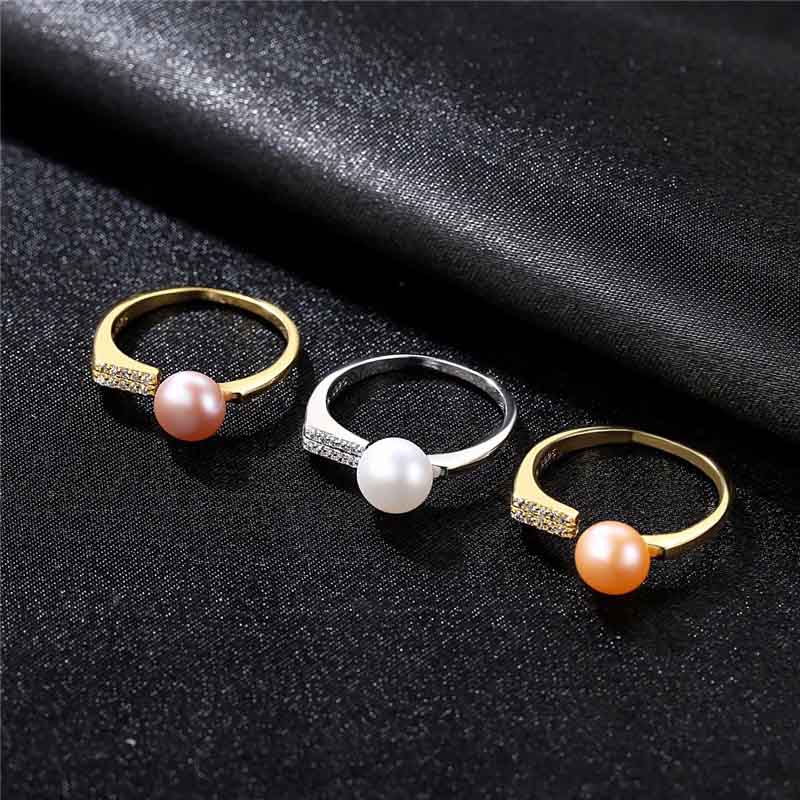 Pearl cz ring jewelry in gold plated