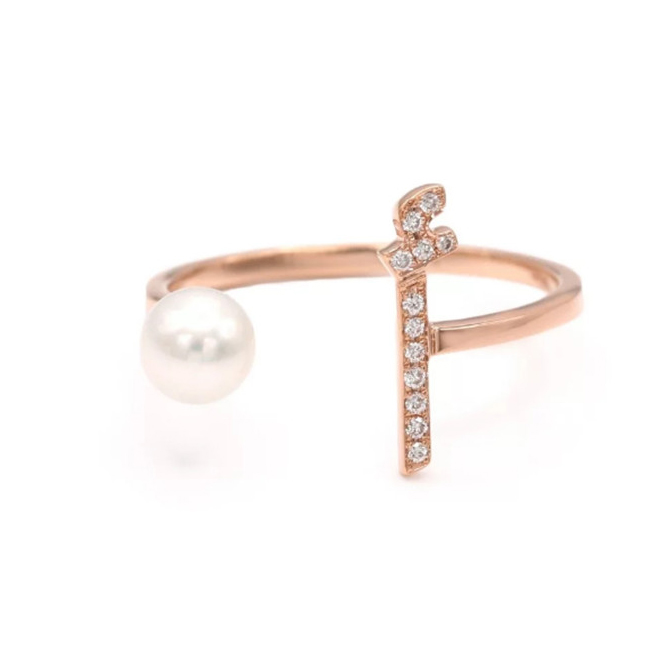 Pearl jewellery personalised OEM in rose gold vermeil over 925 silver rings wholesaler