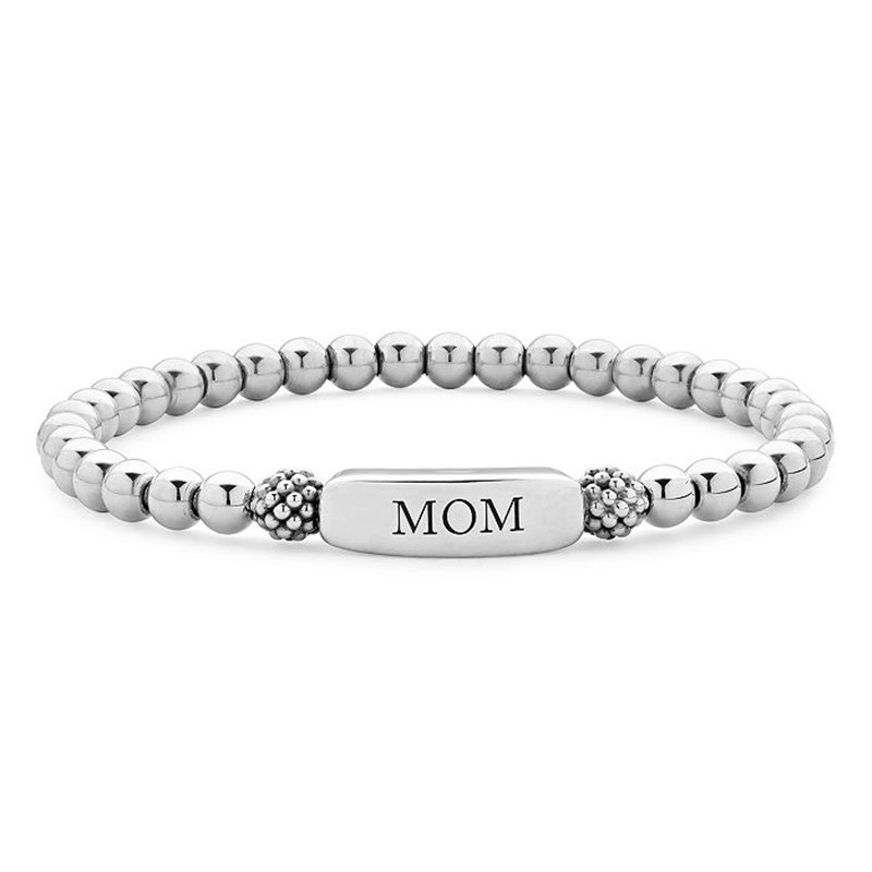 Perfekt !In den USA bewerteter Kunde, der das charakteristische Caviar Mom Station-Armband aus Sterlingsilber individuell angefertigt hat