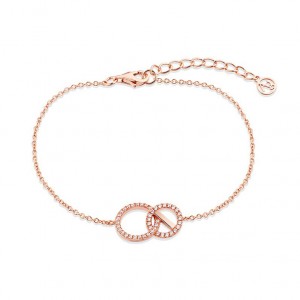 Produttore di gioielli personalizzati dal design personalizzato per bracciale con cerchi collegati riempiti in oro rosa
