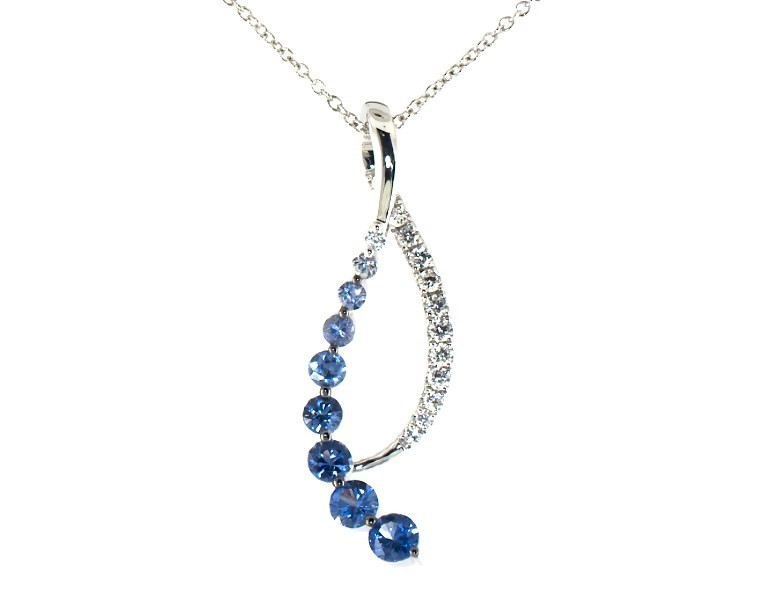 Wholesale Personalised OEM/ODM Jewelry design Sapphire Denim Ombre Necklace Diamonds 14K Gold oem jewelry
