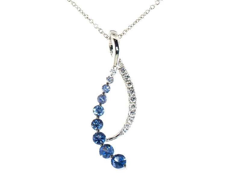 Velkoobchod personalizovaný design šperků OEM/ODM Sapphire Denim Ombre Necklace Diamonds 14K Gold OEM šperky