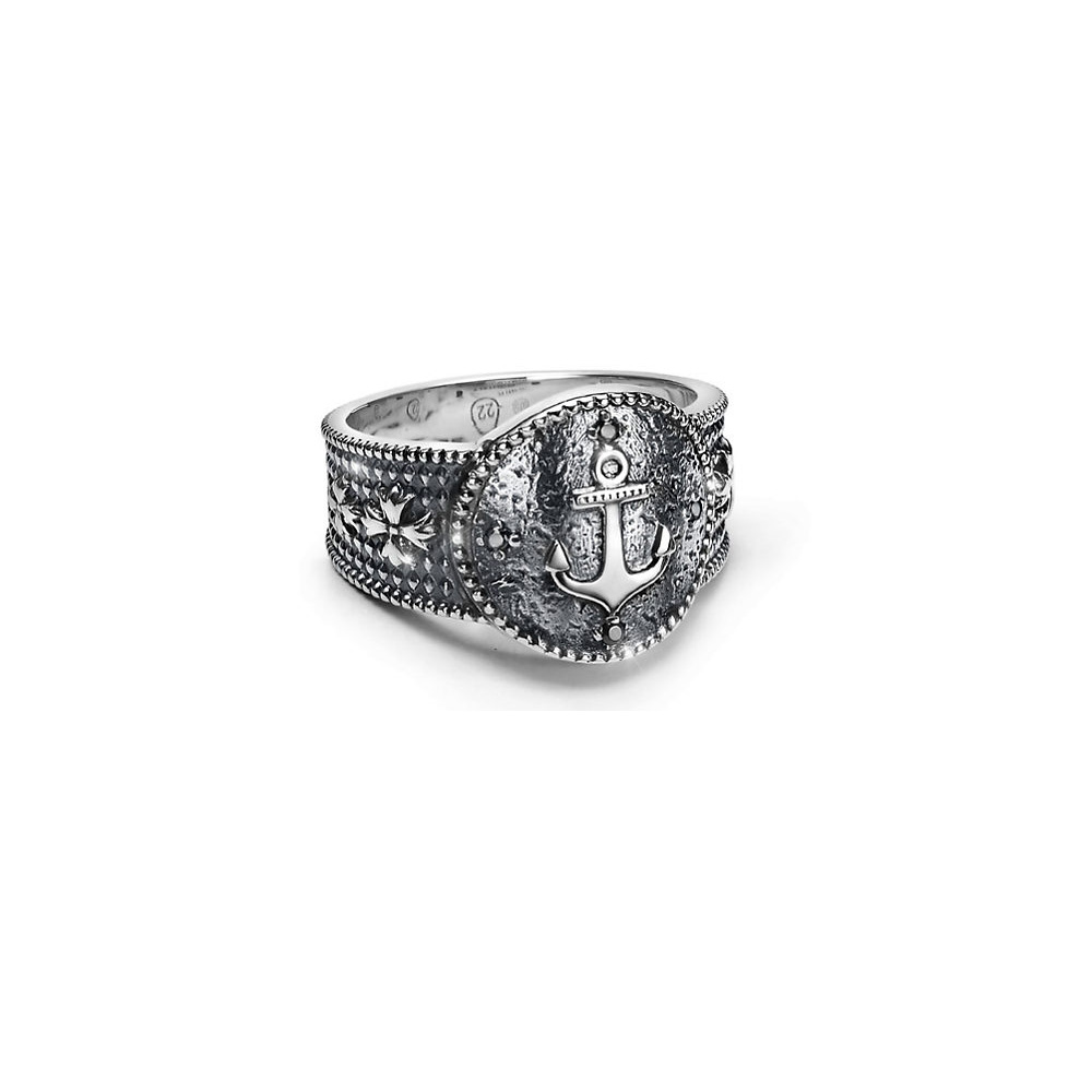 Toptan Kişiselleştirilmiş tasarım erkek yüzüğü 925 gümüş OEM/ODM Takı çapa gravür OEM takı fabrikası