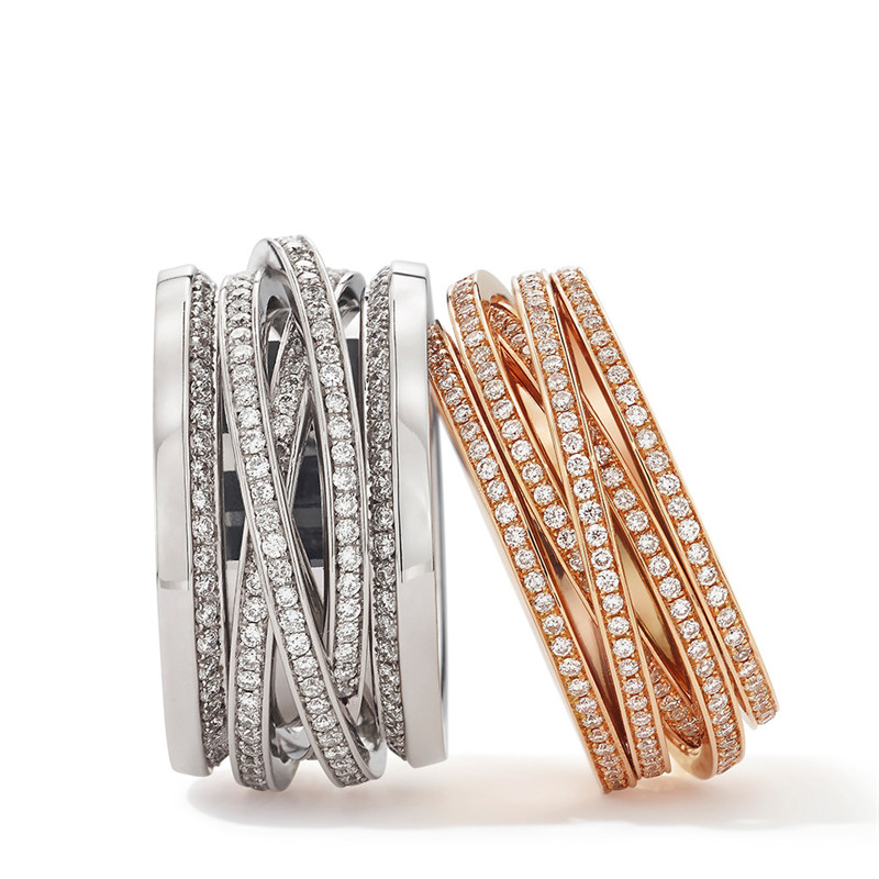 Personalizat personalizat inel CZ din aur alb și roz Furnizor de bijuterii de modă de argint