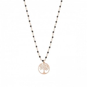 Personalisierter Design-Schmuck, 14-karätige Roségold-Vermeil-Halskette aus Sterlingsilber mit schwarzen Kristallen