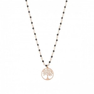 Personalized desing jewelry, 14k Rose gold Vermeil Necklace in sterling silver with black crystals