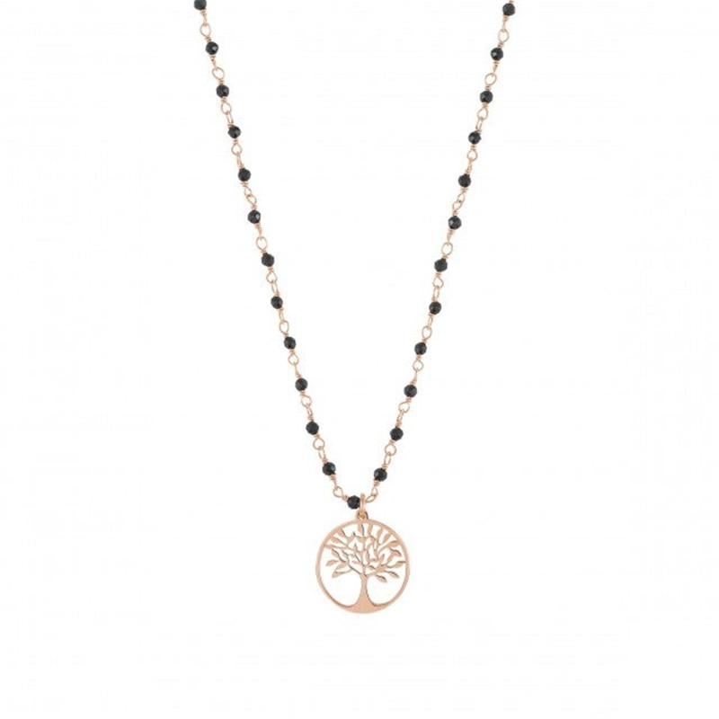 Gioielli dal design personalizzato, Collana Vermeil in oro rosa 14k in argento sterling con cristalli neri