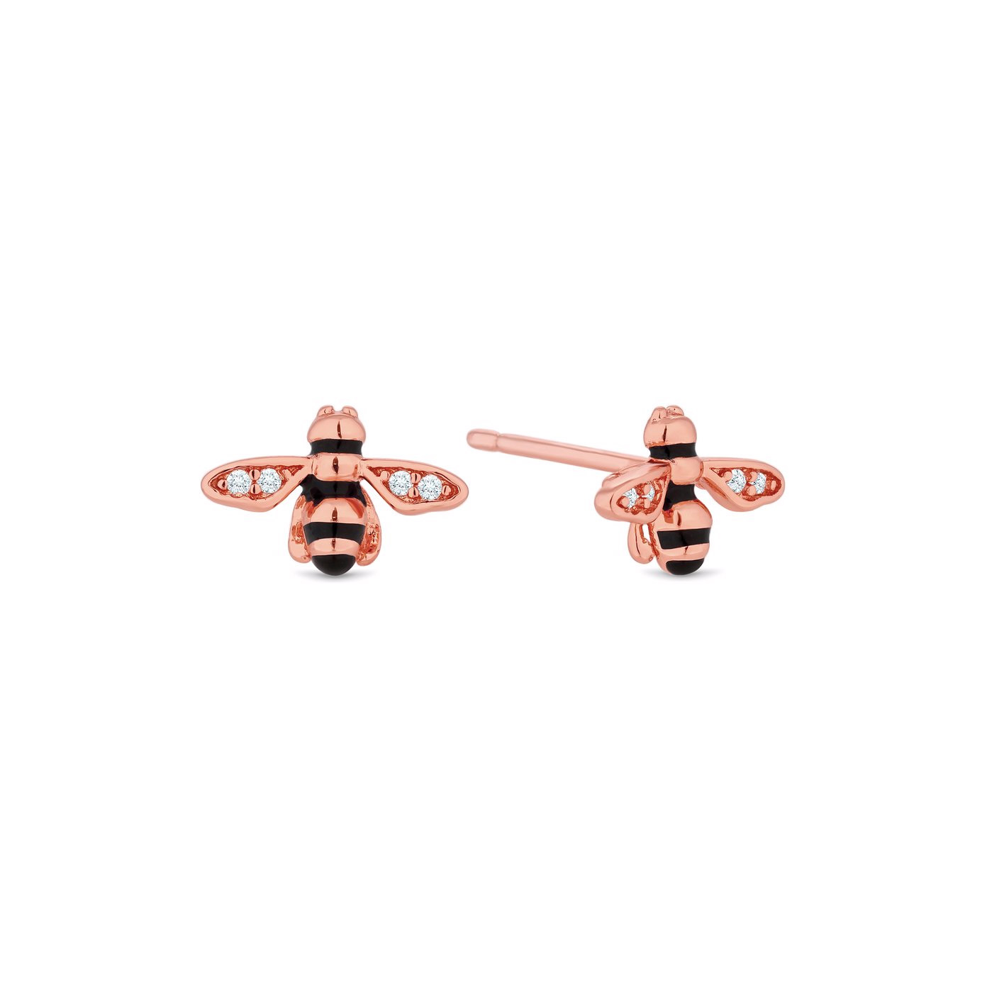 Brincos de abelha banhados em ouro rosa personalizados gravados fabricante de joias de prata esterlina OEM / ODM