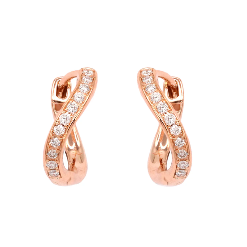 Produire vos propres modèles de boucles d'oreilles en plaqué or rose 18 carats avec un grossiste en zircone cubique