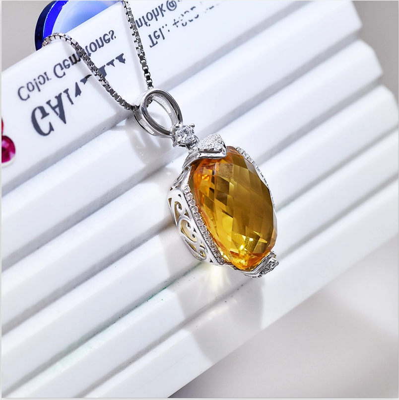 siogairlín Citrine Mórdhíola an Chustaim |925 Steirling Silver |Monaróir Jewelry Saincheaptha