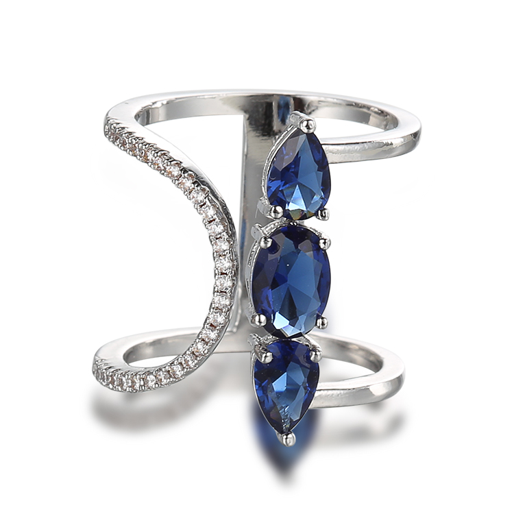 Trí Oval |Dearadh Fáinne Sapphire |925 Seodra Airgid |Mórdhíol Saincheaptha Jewelry na mBan