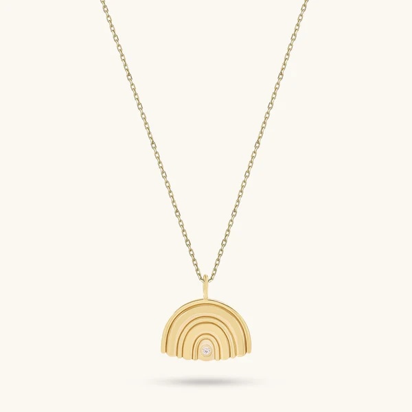 925 Custom Sterling Silver Jewelry Factory OEM ODM Rainbow Necklace In Gold Vermeil