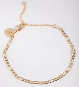 Real Gold Plated Thin Figaro Chain Bracelet silver jewelry supplier and wholesaler