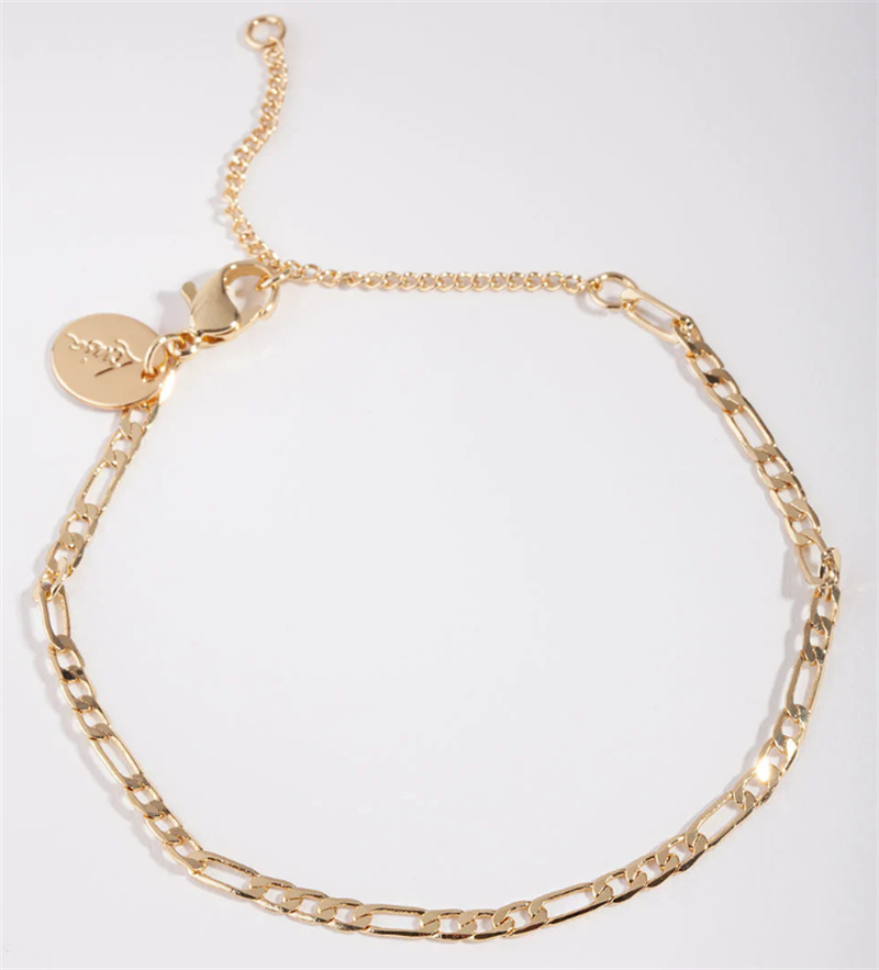 Real Gold Plated Thin Figaro Chain Bracelet silver jewelry supplier and wholesaler
