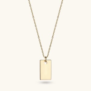 OEM ODM Rectangle Tag Necklace In 18K genuine gold plating