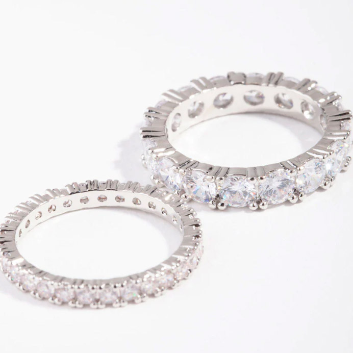 Rhodium Cubic Zirconia Ring Set Custom design jewelry  manufacturer