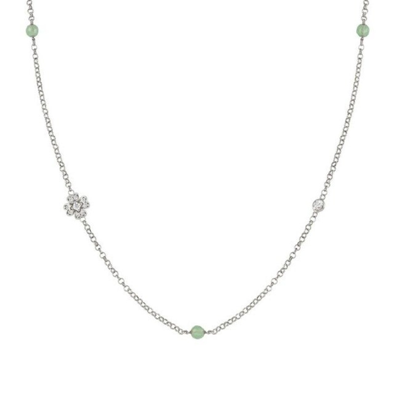 Rhodium-vergulde pasgemaakte sterling silwer ketting met Good Luck-simbool CZ-hangertjie